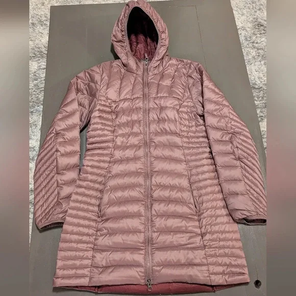 EDDIE BAUER Astoria Hooded Down Parka Puffer Jacket Full-Zip Vintage Rose Size S - Picture 2 of 5
